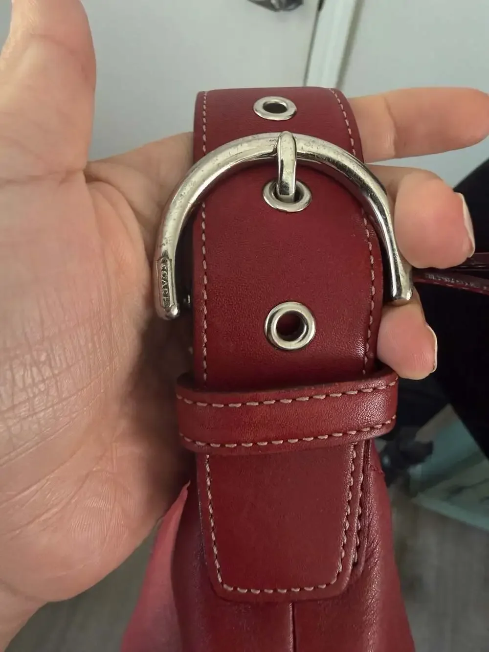 Coach Red Leather Soho Buckle Flap Shoulder Bag Hobo Bag